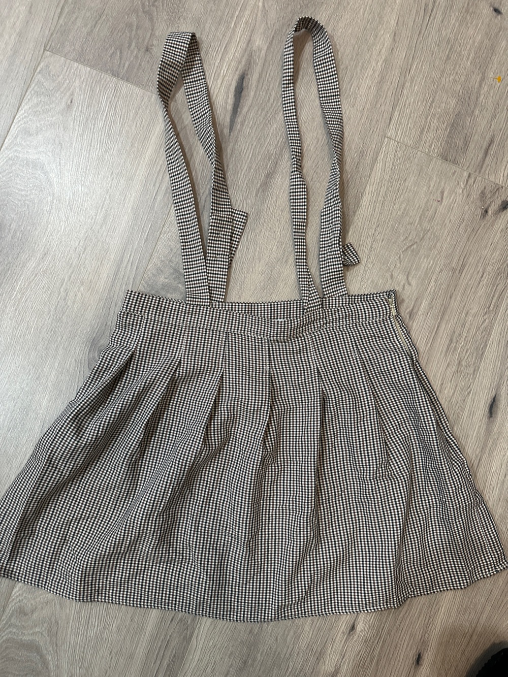 ASOS Brown Black and White Shepard Check Mini Skirt with Adjustable Straps